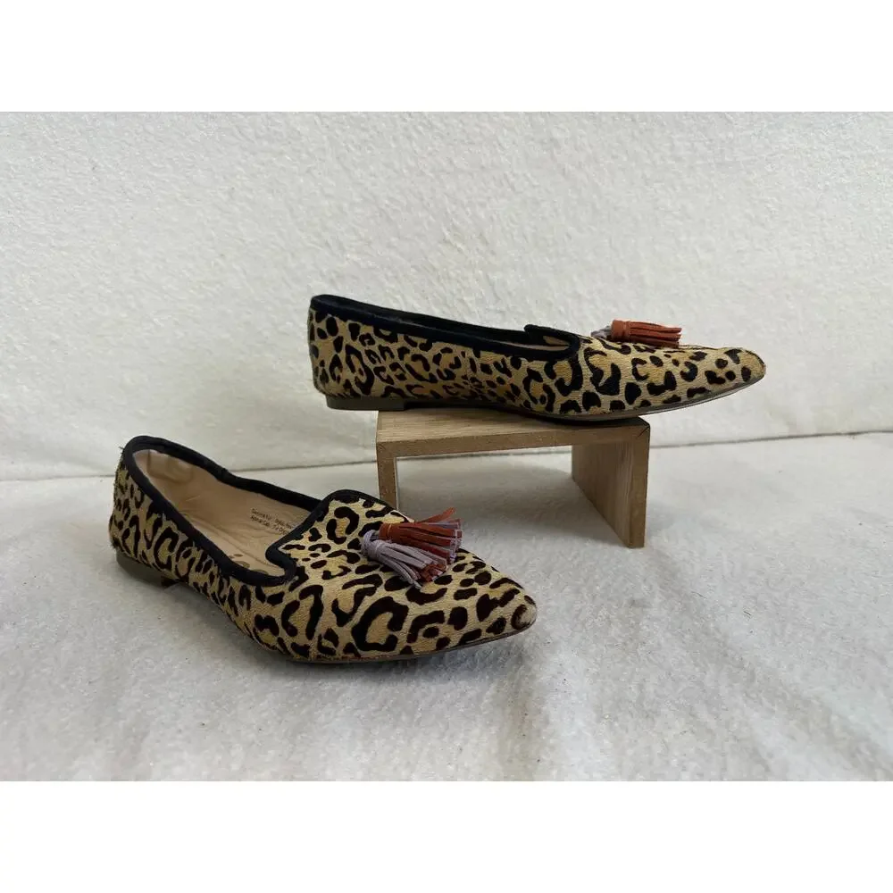 Hush Puppies Sadie Tassel Slip-On Leopard Print Haircalf Finish Women's SZ 9